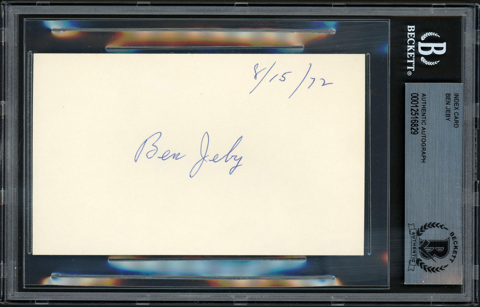 Ben Jeby Autographed 3x5 Index Card Middleweight Champ Beckett BAS #12516829 - RSA