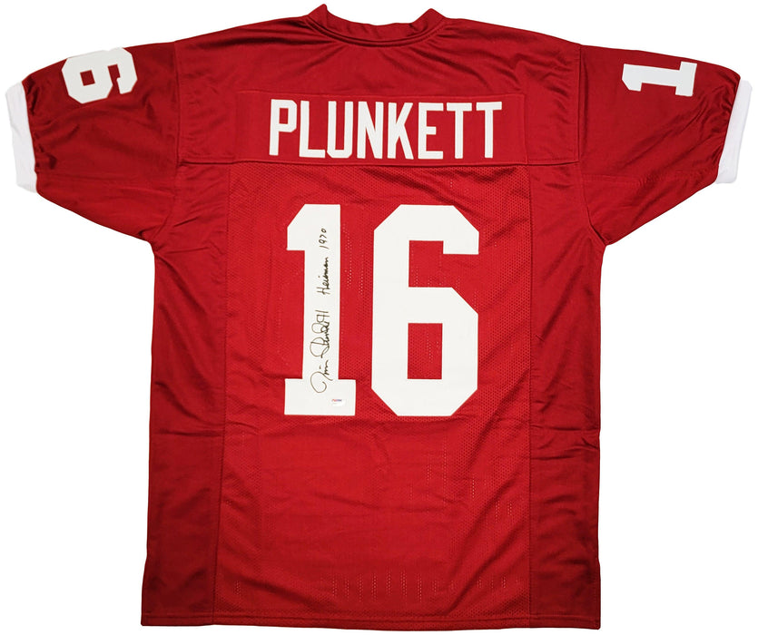 Stanford Cardinal Jim Plunkett Autographed Red Jersey "Heisman 1970" PSA/DNA Stock #201659 - RSA