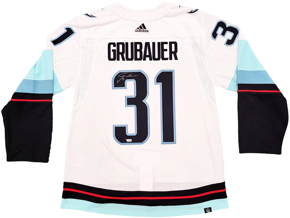 Seattle Kraken Philipp Grubauer Autographed White Adidas Jersey Inaugural Season Patch Fanatics Holo Stock #201665 - RSA