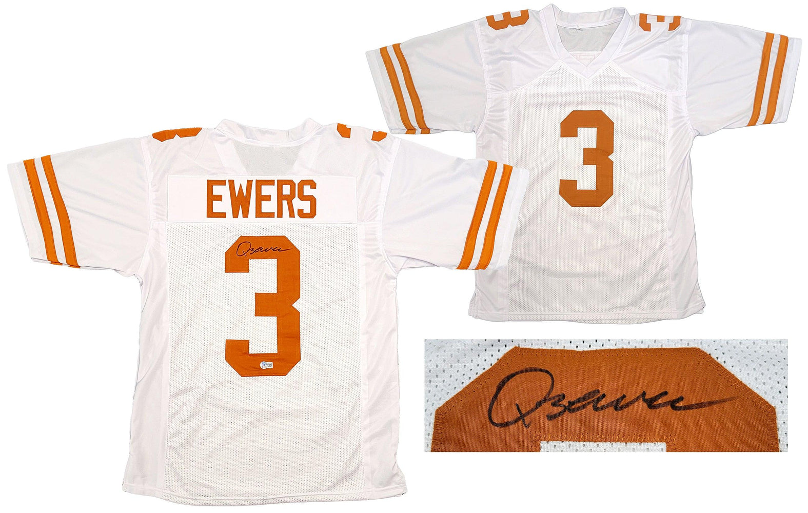 Texas Longhorns Quinn Ewers Autographed White Jersey Beckett BAS QR Stock #201710 - RSA