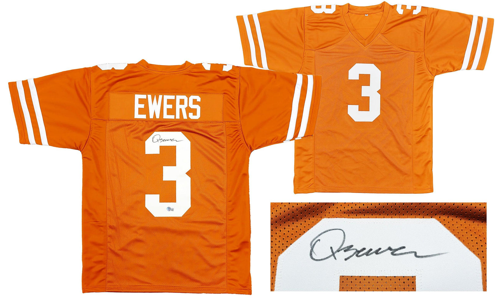 Texas Longhorns Quinn Ewers Autographed Orange Jersey Beckett BAS QR Stock #201711 - RSA