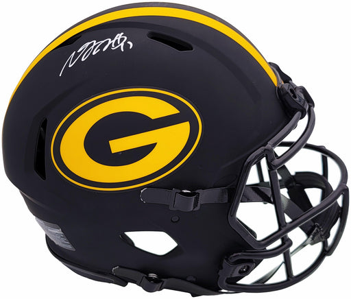 Davante Adams Autographed Green Bay Packers Eclipse Black Full Size Authentic Speed Helmet Beckett BAS QR Stock #201213 - RSA