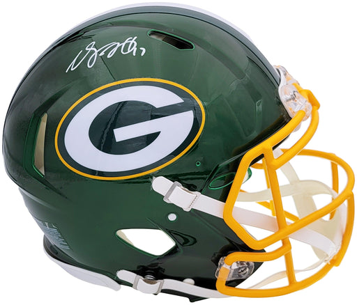Davante Adams Autographed Green Bay Packers Flash Green Full Size Authentic Speed Helmet Beckett BAS QR Stock #201214 - RSA