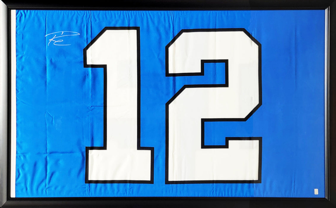 Russell Wilson Autographed Framed 12th Man Flag Seattle Seahawks RW Holo Stock #200935 - RSA