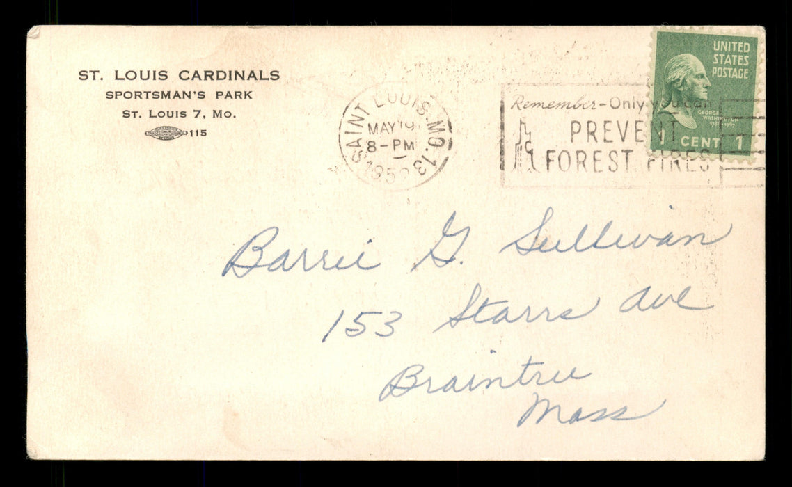 Merrill Merl Combs & Jerry Staley Autographed 3.25x5.5 Government Postcard SKU #201401 - RSA