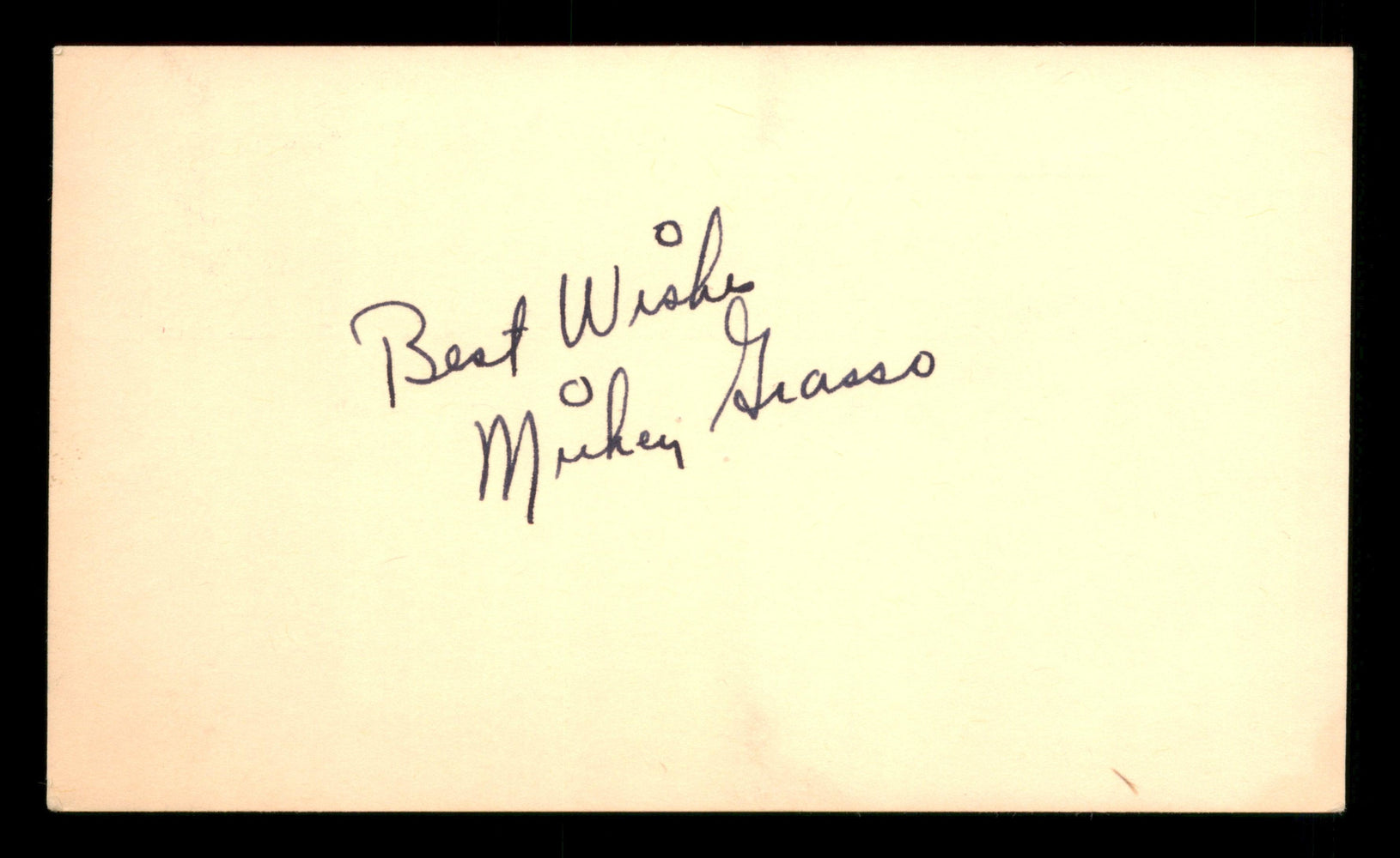 Mickey Grasso Autographed 3.25x5.5 Government Postcard Cleveland Indians "Best Wishes" SKU #201408 - RSA
