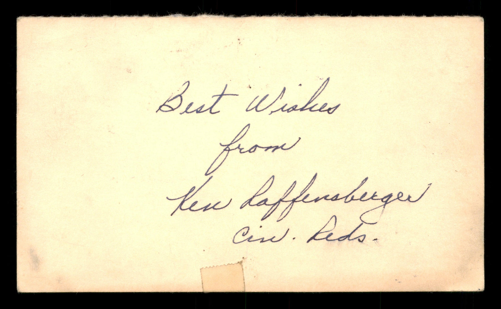 Ken Raffensberger Autographed 3.25x5.5 Government Postcard Cincinnati Reds "Best Wishes" SKU #201414 - RSA