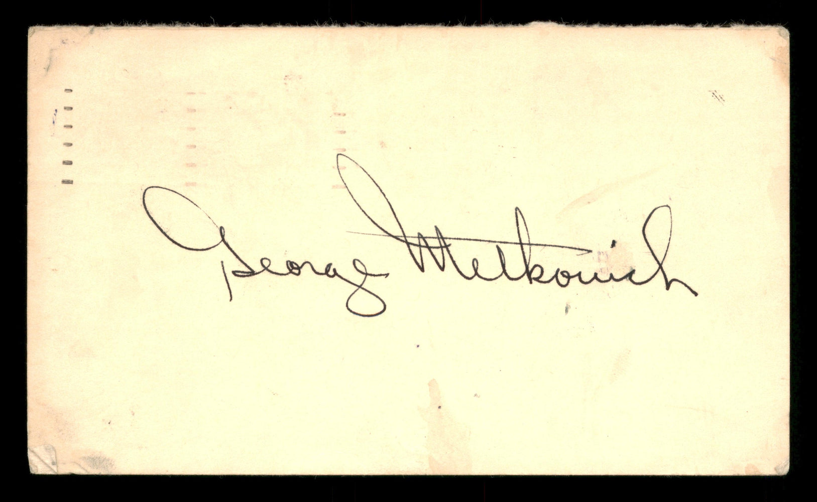 George Metkovich Autographed 3.25x5.5 Government Postcard Boston Red Sox SKU #201422 - RSA