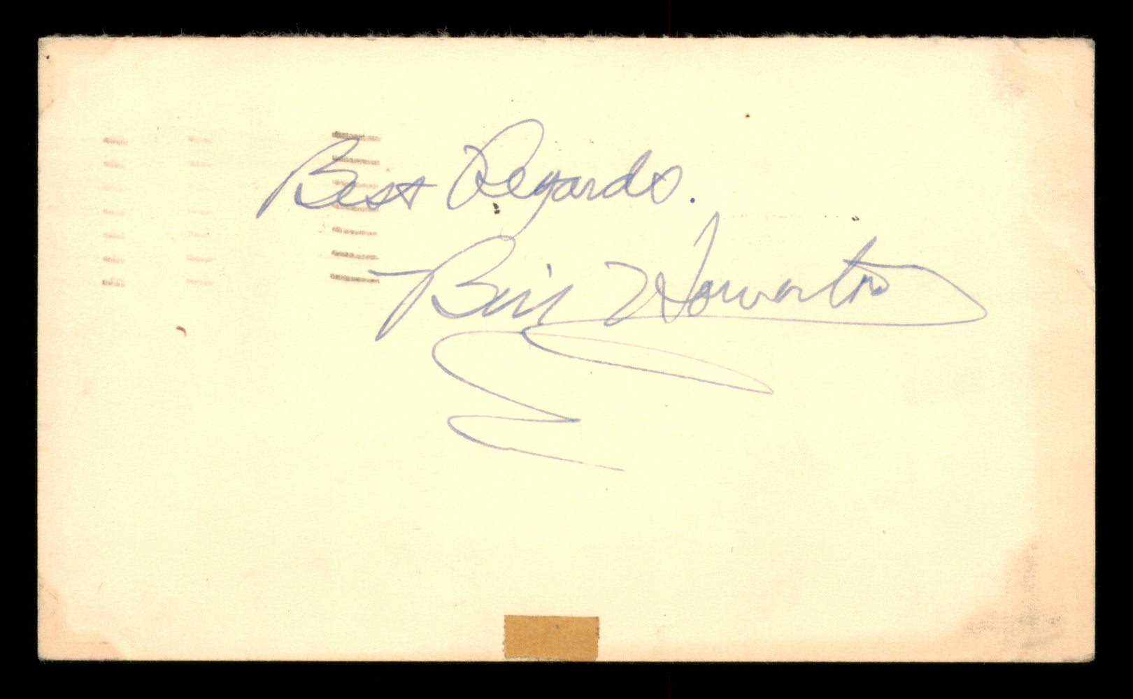 Bill Howerton Autographed 3.25x5.5 Government Postcard St. Louis Cardinals "Best Regards" SKU #201462 - RSA
