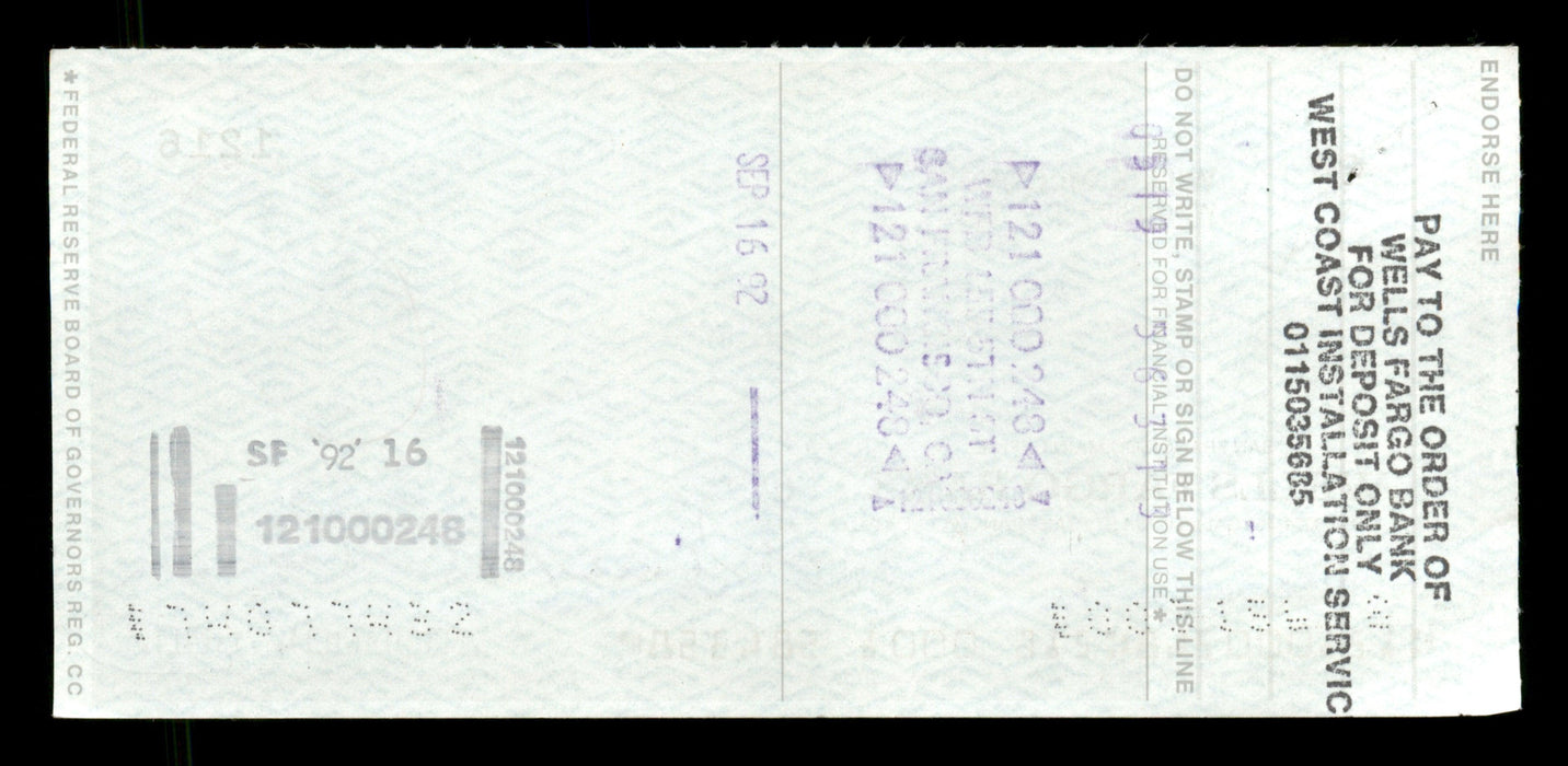 Willie McCovey Autographed 2.75x6 Check San Francisco Giants 1216 SKU #201475 - RSA