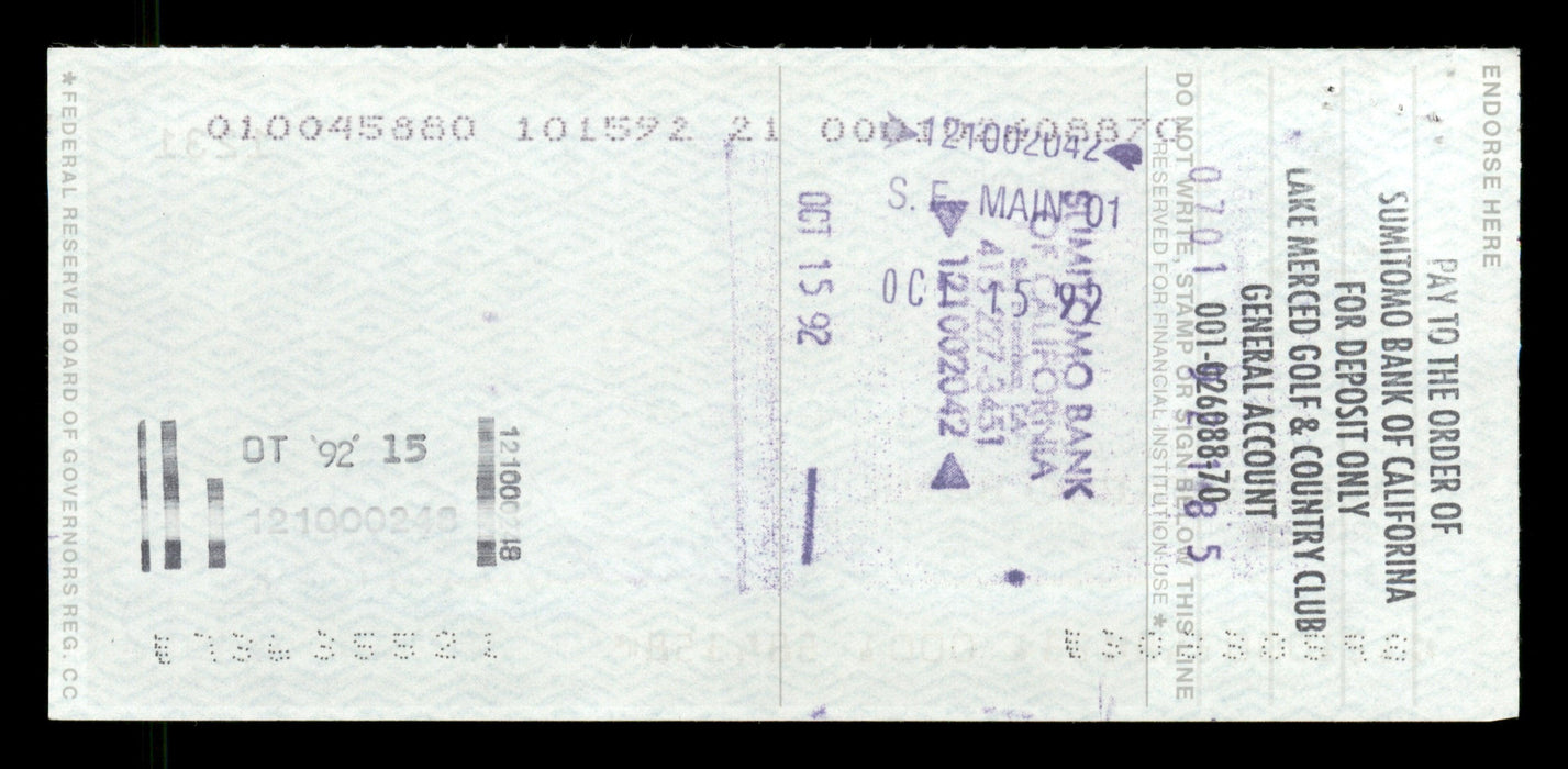 Willie McCovey Autographed 2.75x6 Check San Francisco Giants 1231 SKU #201483 - RSA