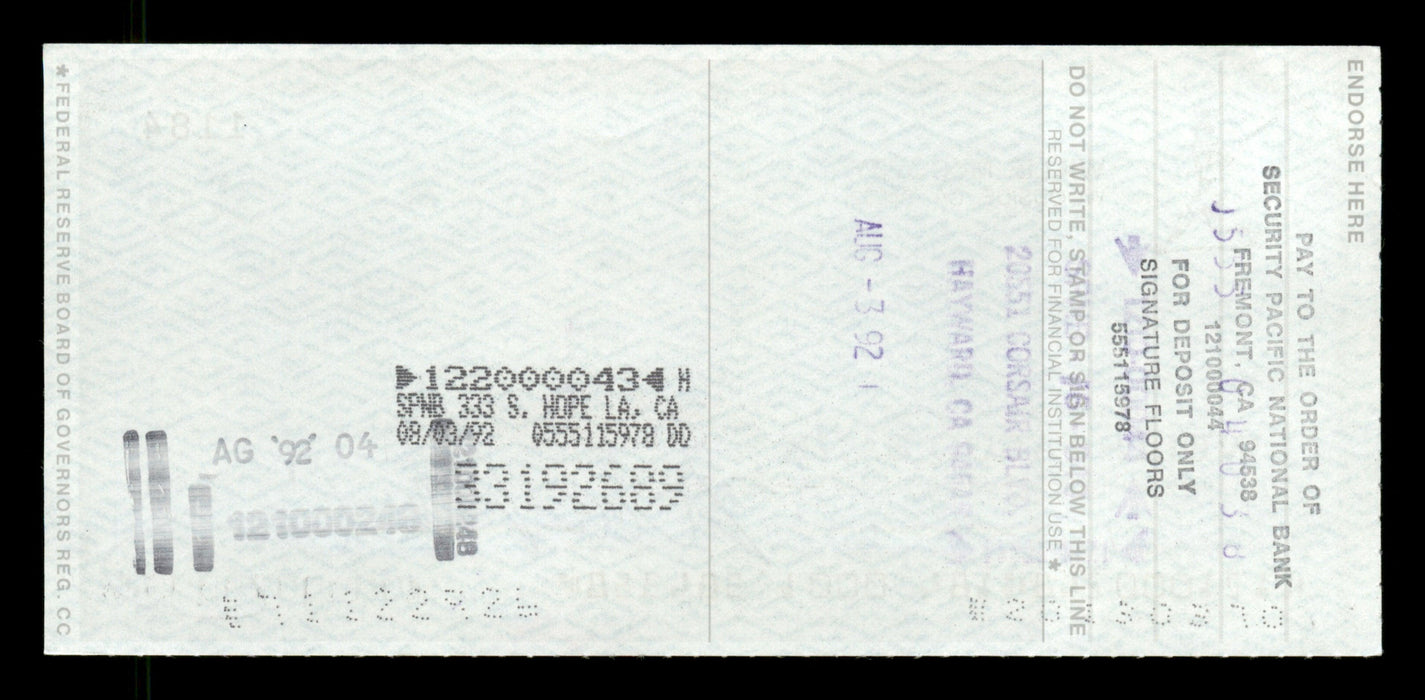 Willie McCovey Autographed 2.75x6 Check San Francisco Giants 1184 SKU #201499 - RSA