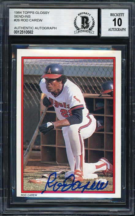 Rod Carew Autographed 1984 Topps All Star Set Card #26 California Angels Auto Grade 10 Beckett BAS #12510582 - RSA