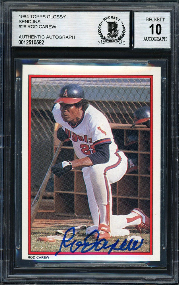 Rod Carew Autographed 1984 Topps All Star Set Card #26 California Angels Auto Grade 10 Beckett BAS #12510582 - RSA