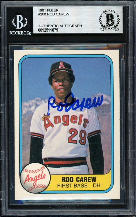 Rod Carew Autographed 1981 Fleer Card #268 California Angels Beckett BAS #12511875 - RSA