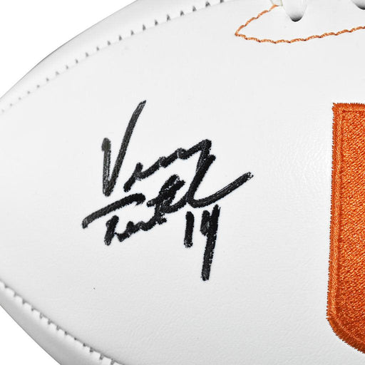 2-Signature Gino Torretta/Vinny Testaverde Signed Miami Hurricanes Official NFL Team Logo Football (JSA) - RSA