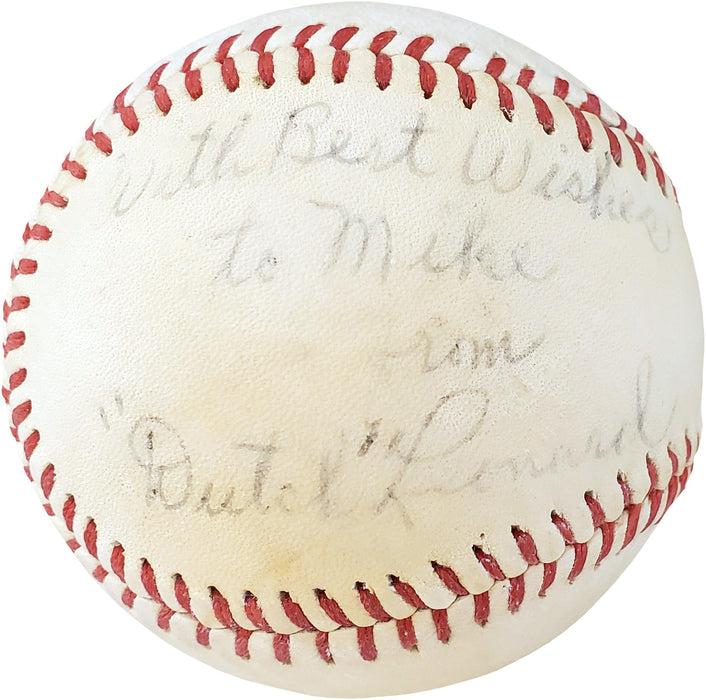 Dutch Leonard Autographed Official Johnny Mac's Baseball Boston Red Sox, Detroit Tigers "With Best Wishes To Mike" Died 1952 PSA/DNA #F15855 - RSA