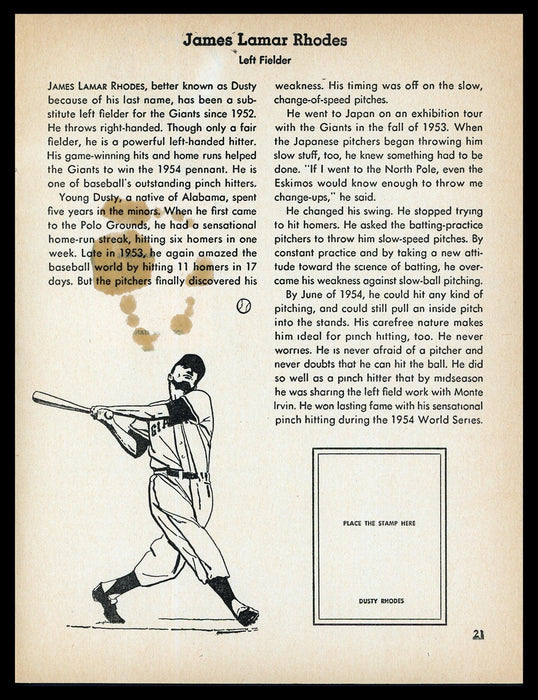 Joe Amalfitano Autographed 1955 Golden Press 8x11 Book Page New York Giants SKU #182175 - RSA