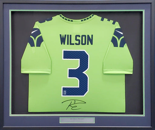 Seattle Seahawks Russell Wilson Autographed Action Green Nike Framed Jersey RW Holo Stock #185764 - RSA