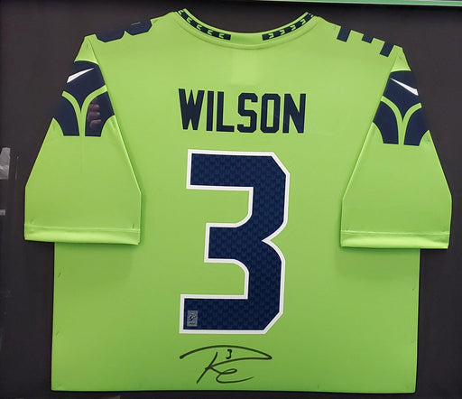 Seattle Seahawks Russell Wilson Autographed Action Green Nike Framed Jersey RW Holo Stock #185764 - RSA