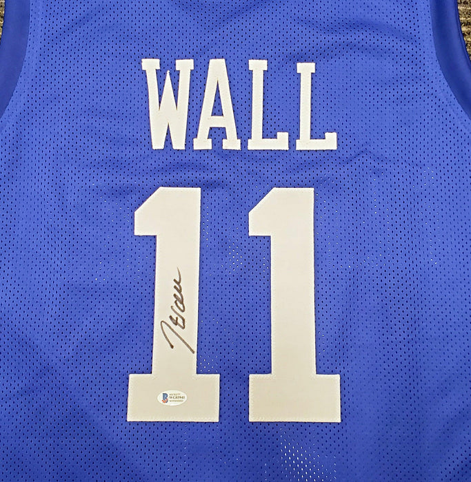 Kentucky Wildcats John Wall Autographed Blue Jersey Beckett BAS Stock #189804 - RSA