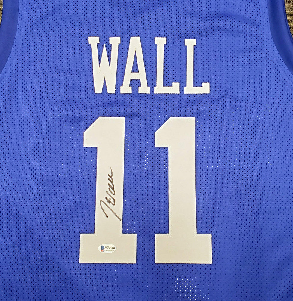 Kentucky Wildcats John Wall Autographed Blue Jersey Beckett BAS Stock #189804 - RSA