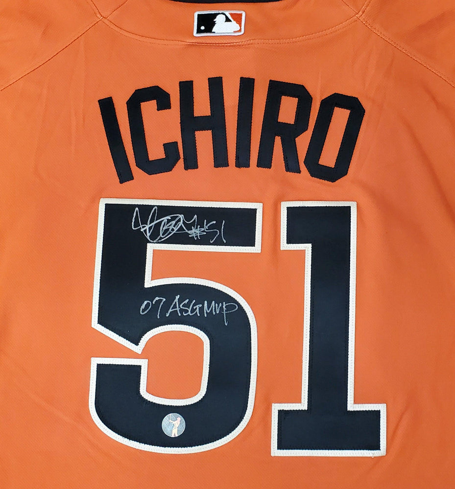 Seattle Mariners Ichiro Suzuki Autographed Orange Majestic 2007 All-Star Game Jersey "07 ASG MVP" Size XXL IS Holo Stock #189998 - RSA