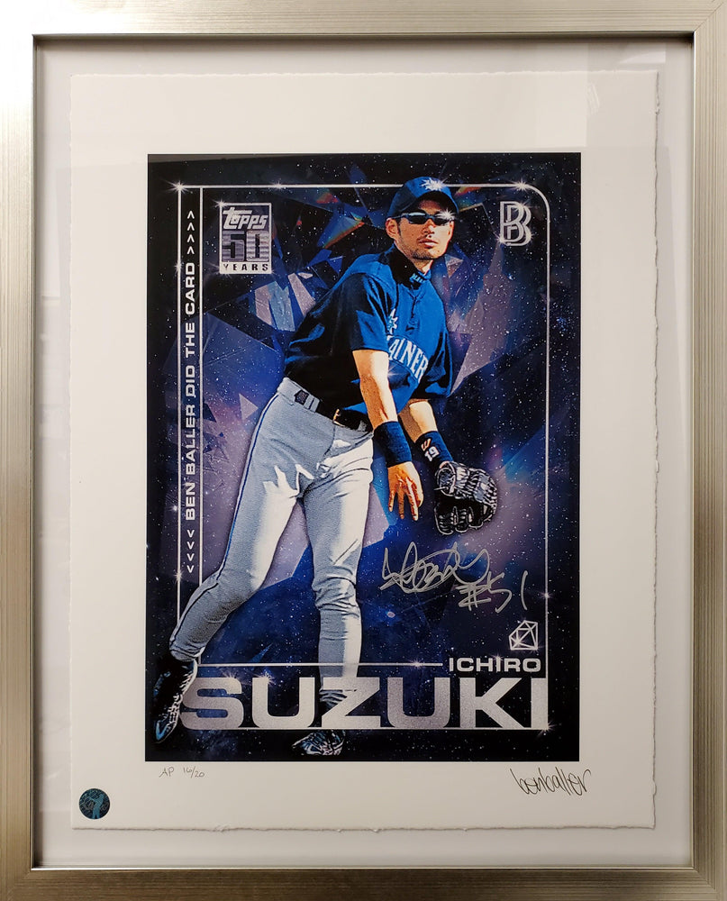 Ichiro Suzuki Autographed Framed Topps Project 2020 Fine Art Print Seattle Mariners "51" With Ben Baller AP #/20 IS Holo Stock #190513 - RSA