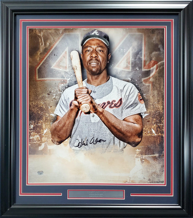 Hank Aaron Autographed Framed 20x24 Photo Atlanta Braves Fanatics Stock #191203 - RSA