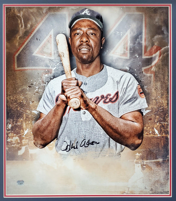 Hank Aaron Autographed Framed 20x24 Photo Atlanta Braves Fanatics Stock #191203 - RSA