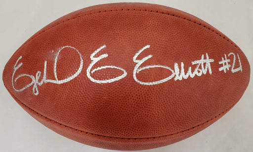Ezekiel Elliot Autographed Official NFL Leather Football Dallas Cowboys Beckett BAS #Y92586 - RSA