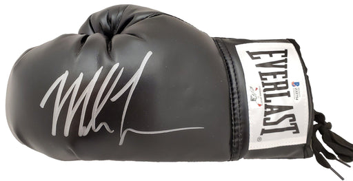Mike Tyson Autographed Black Everlast Boxing Glove LH Signed In Silver Beckett BAS Stock #192608 - RSA