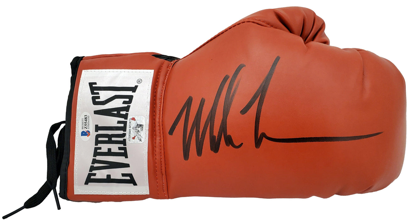 Mike Tyson Autographed Red Everlast Boxing Glove RH Signed In Black Beckett BAS Stock #182689 - RSA