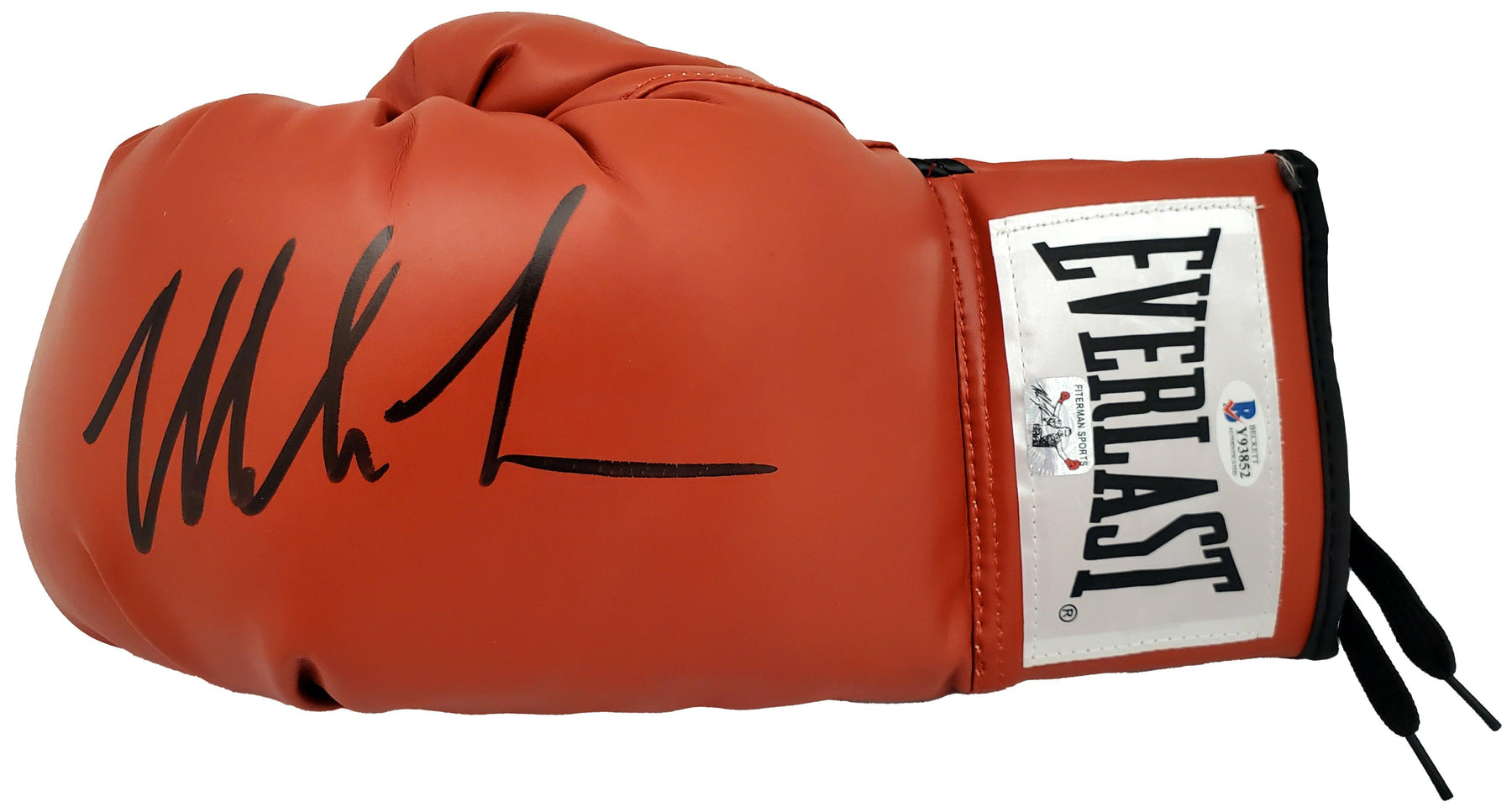 Mike Tyson Autographed Red Everlast Boxing Glove LH Signed In Black Beckett BAS Stock #182690 - RSA