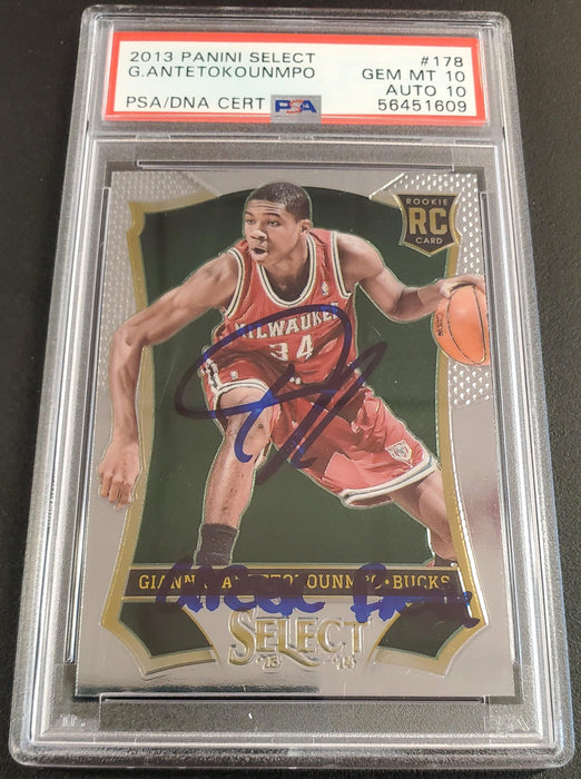 Giannis Antetokounmpo Autographed 2013 Panini Select Rookie Card #178 Milwaukee Bucks PSA 10 Auto Grade Gem Mint 10 "Greek Freak" PSA/DNA #56451609 - RSA