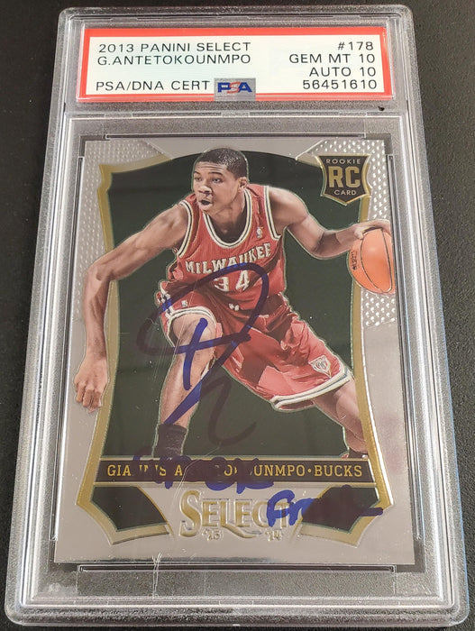 Giannis Antetokounmpo Autographed 2013 Panini Select Rookie Card #178 Milwaukee Bucks PSA 10 Auto Grade Gem Mint 10 "Greek Freak" PSA/DNA #56451610 - RSA