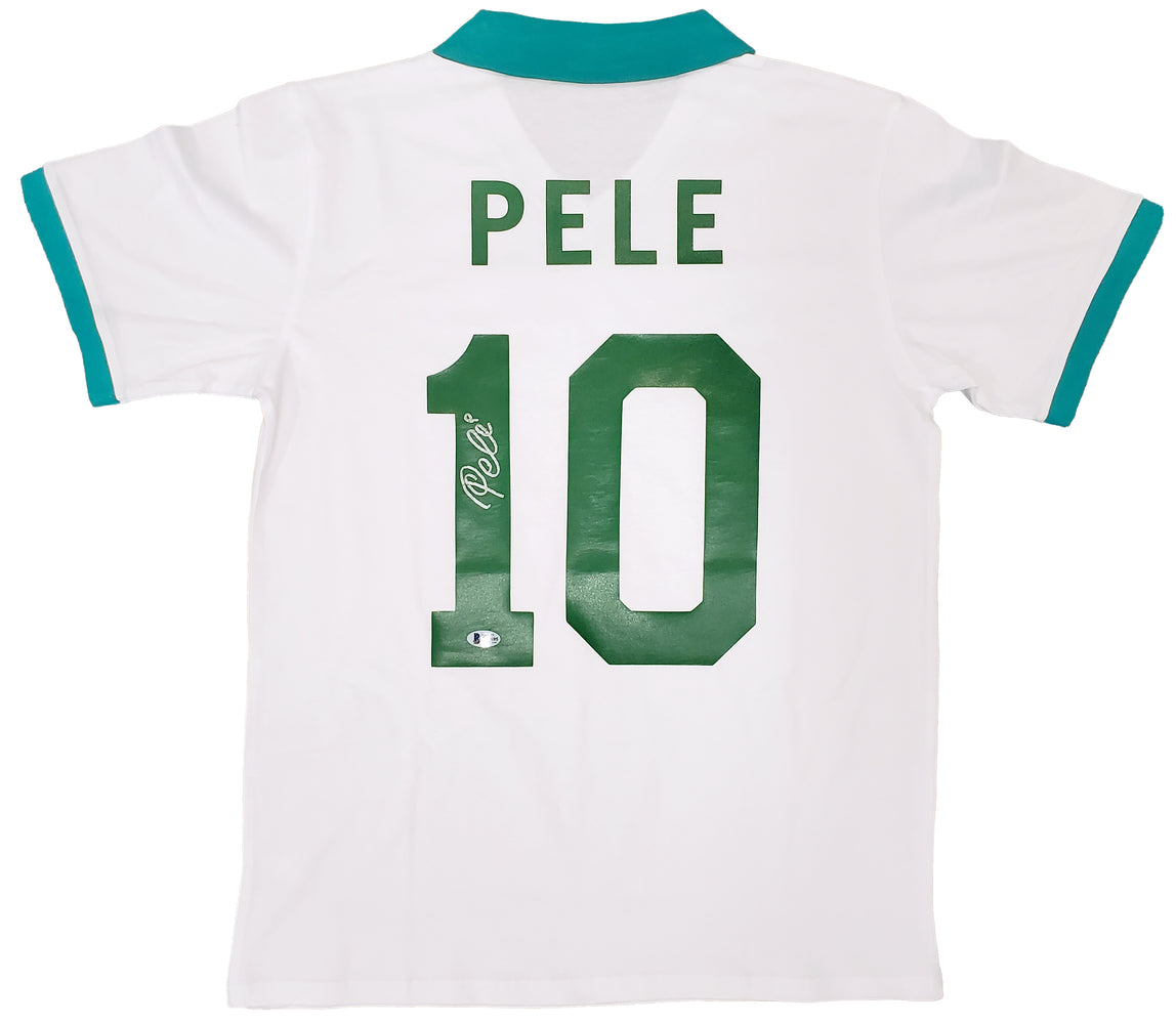New York Cosmos Pele Autographed White Jersey Beckett BAS Stock #194364