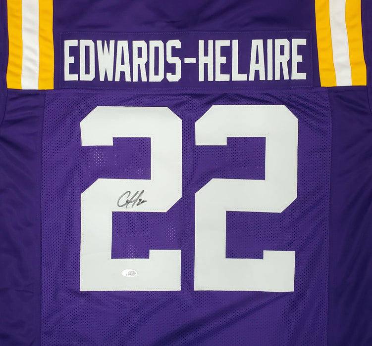 LSU Tigers Clyde Edwards-Helaire Autographed Purple Jersey Beckett BAS Stock #193943 - RSA