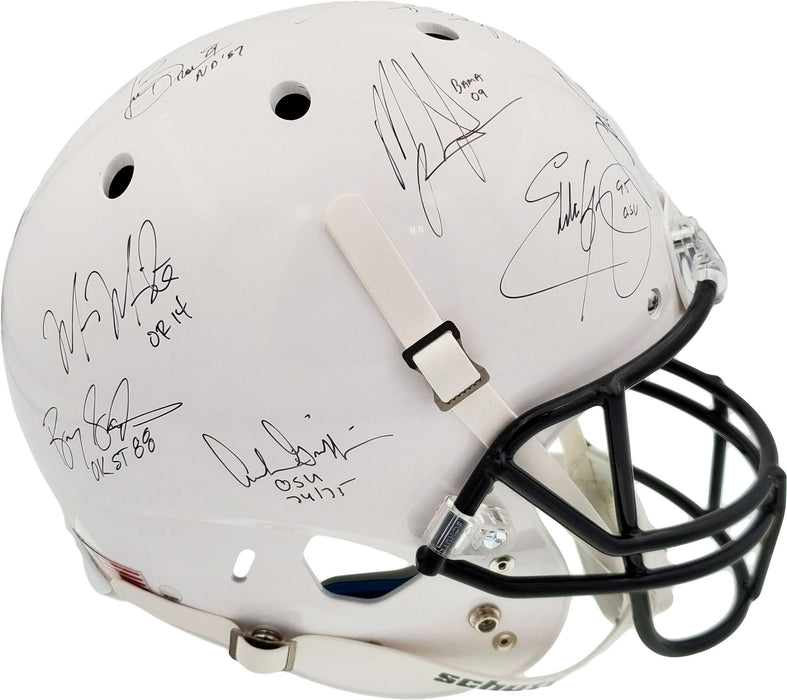 Heisman Trophy Winners Autographed Full Size White Helmet With 24 Signatures Including Barry Sanders, Bo Jackson & Marcus Mariota Steiner Holo Stock #121616 - RSA