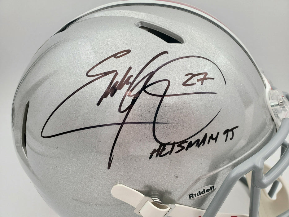 Eddie George Autographed Ohio State Buckeyes Silver Full Size Authentic Speed Helmet Beckett BAS Stock #192188 - RSA