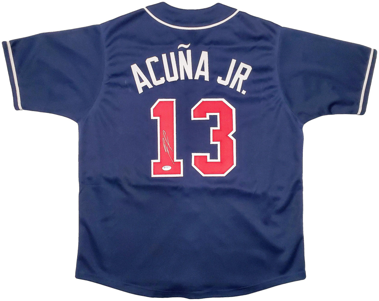 Atlanta Braves Ronald Acuna Jr. Autographed Blue Jersey Beckett BAS Stock #196954 - RSA