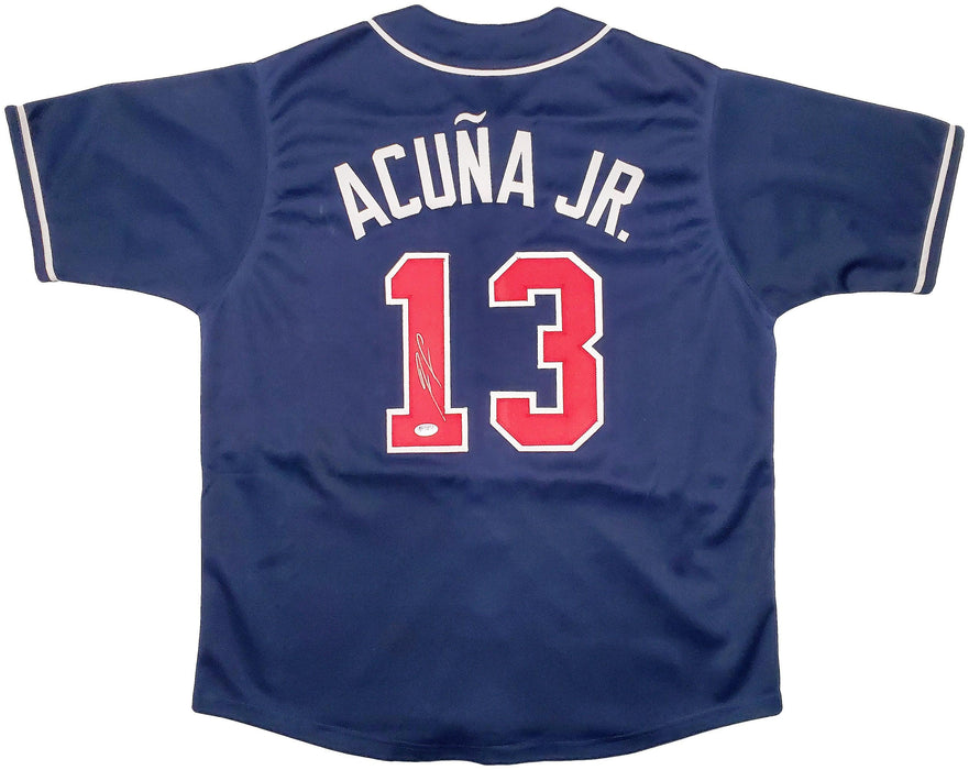 Atlanta Braves Ronald Acuna Jr. Autographed Blue Jersey Beckett BAS Stock #196954 - RSA