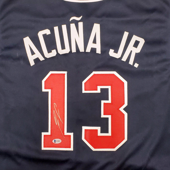 Atlanta Braves Ronald Acuna Jr. Autographed Blue Jersey Beckett BAS Stock #196954 - RSA