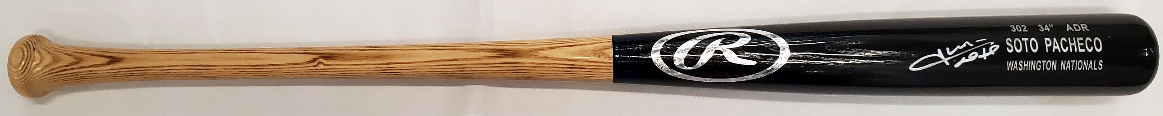 Juan Soto Autographed Black Rawlings Game Model Bat Washington Nationals Signed In White Beckett BAS QR Stock #196956 - RSA