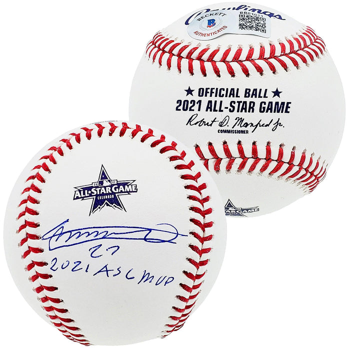 Vladimir Guerrero Jr. Autographed Official 2021 All Star Game Baseball Toronto Blue Jays "2021 ASG MVP" Beckett BAS Stock #197031 - RSA