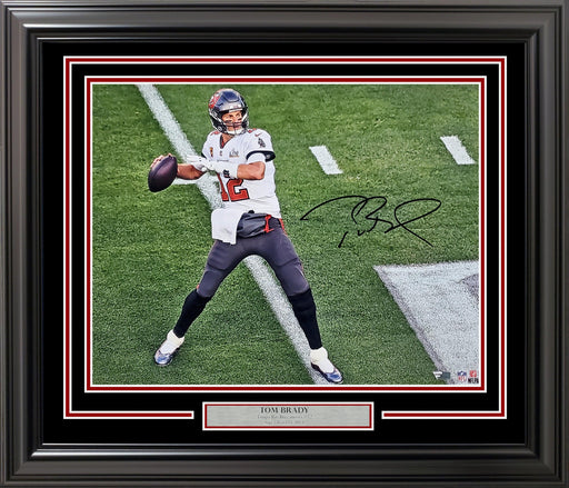 Tom Brady Autographed Framed 16x20 Photo Tampa Bay Buccaneers Super Bowl LV Fanatics Holo Stock #197158 - RSA