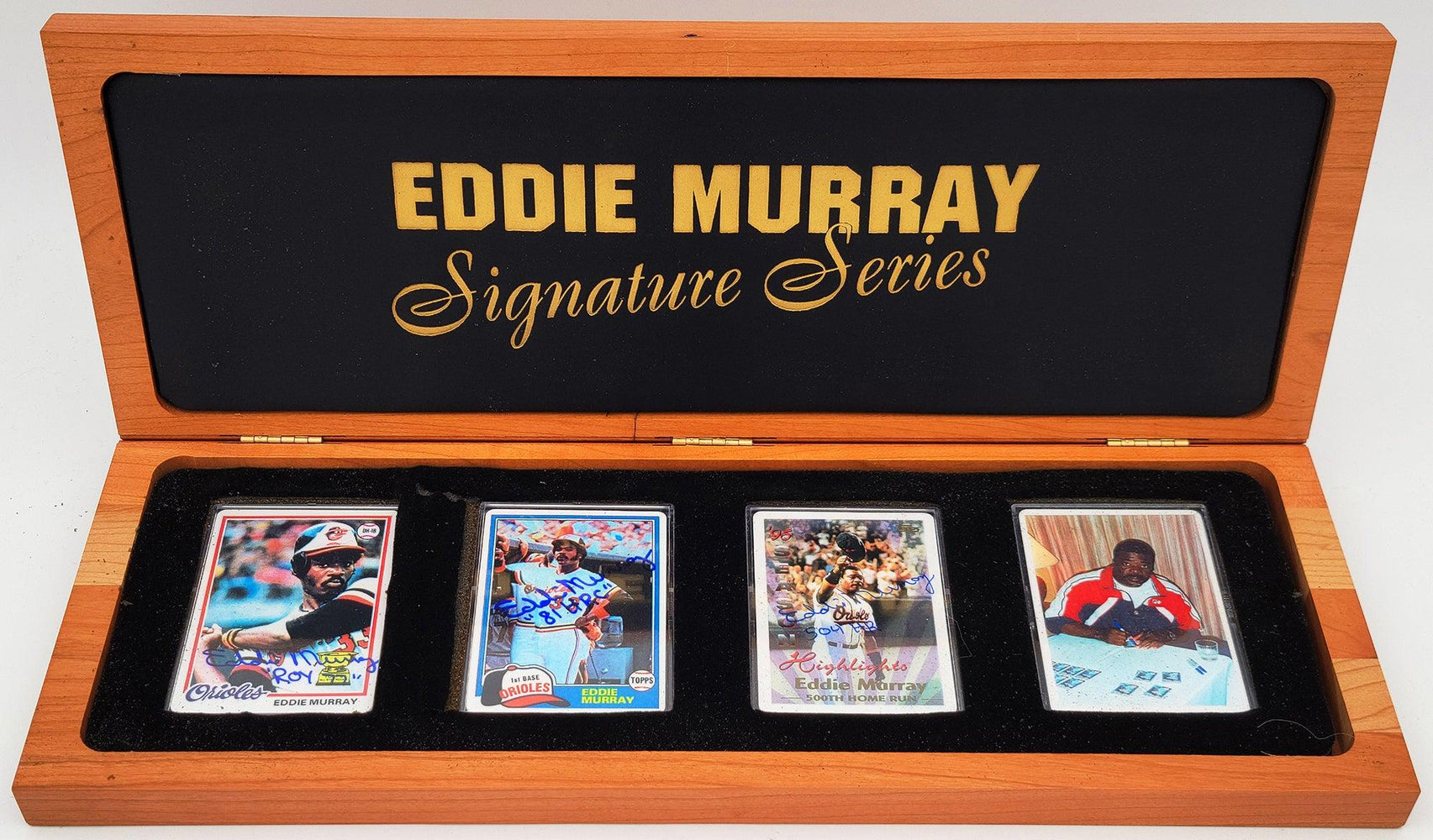Eddie Murray Autographed Signature Series Porcelain Topps Set Baltimore Orioles "ROY 77, 81 HRC, & 504 HR" With 3 Signatures #63/504 SKU #202202 - RSA