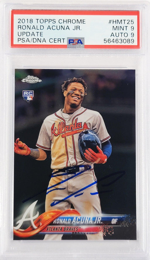 Ronald Acuna Jr. Autographed 2018 Topps Chrome Update Rookie Card #HMT25 Atlanta Braves PSA 9 Auto Grade Mint 9 PSA/DNA #56463089 - RSA