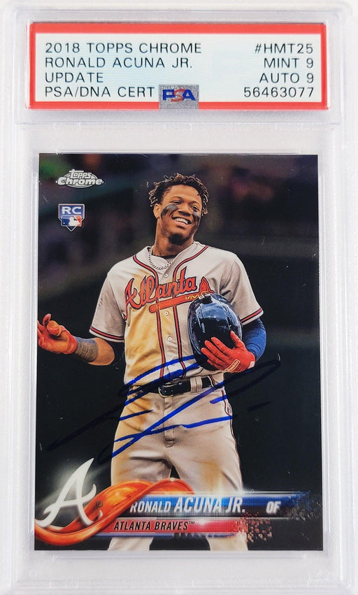 Ronald Acuna Jr. Autographed 2018 Topps Chrome Update Rookie Card #HMT25 Atlanta Braves PSA 9 Auto Grade Mint 9 PSA/DNA #56463077 - RSA