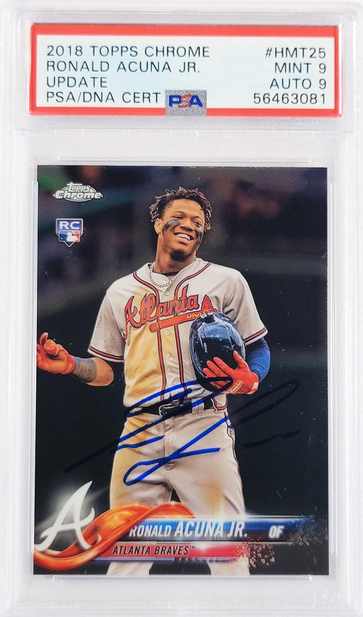 Ronald Acuna Jr. Autographed 2018 Topps Chrome Update Rookie Card #HMT25 Atlanta Braves PSA 9 Auto Grade Mint 9 PSA/DNA #56463081 - RSA